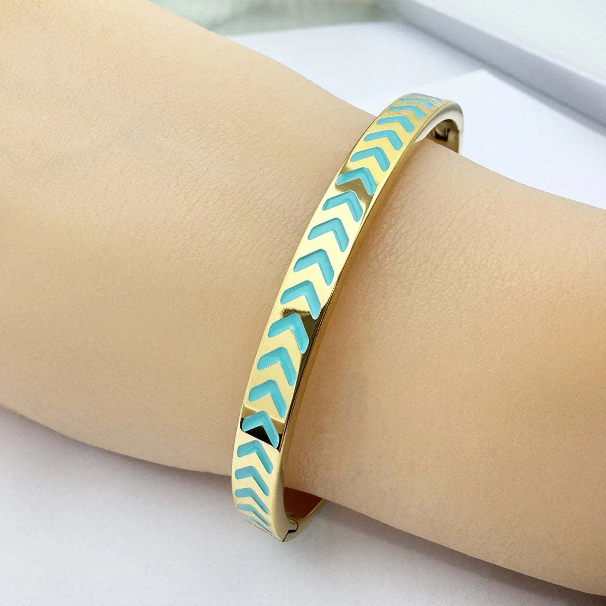Women's Trendy Gold and Black Epoxy Stainless Steel for Bracelet New Cross-Border Fashion Wholesale Titanium Steel Jewelry