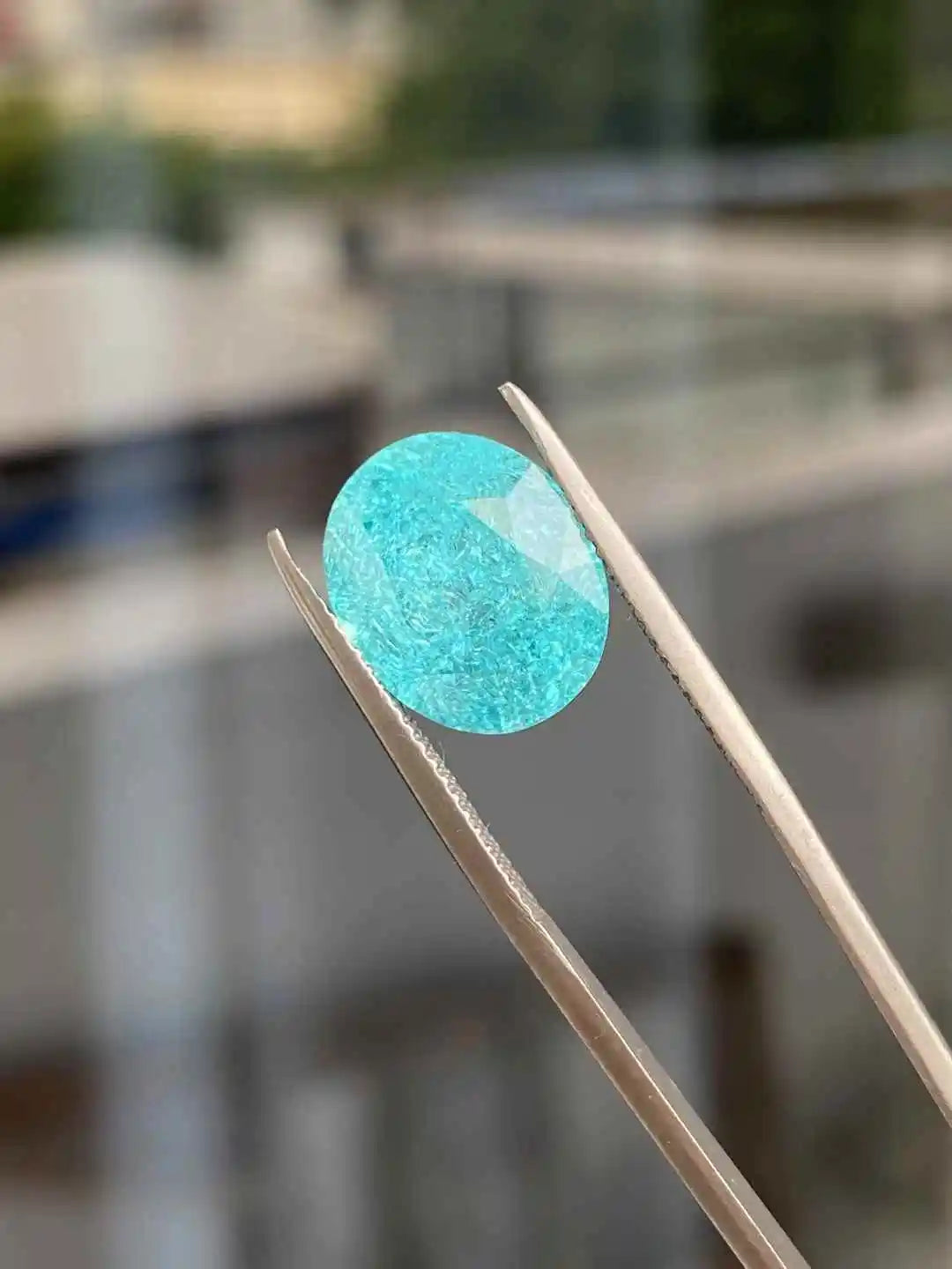 High Quality Handmade Jewelry Making Rings Lab Grown Paraiba Tourmaline Ice Crack Oval Blue Diamonds Loose Gemstones