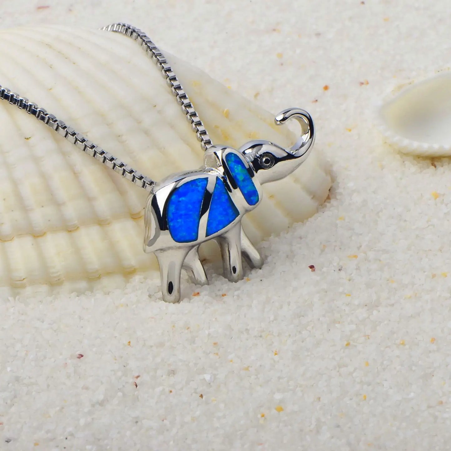 Dainty Opal Elephant Necklace - Handcrafted Silver Plated CZ-Embedded Animal Jewelry Bulk