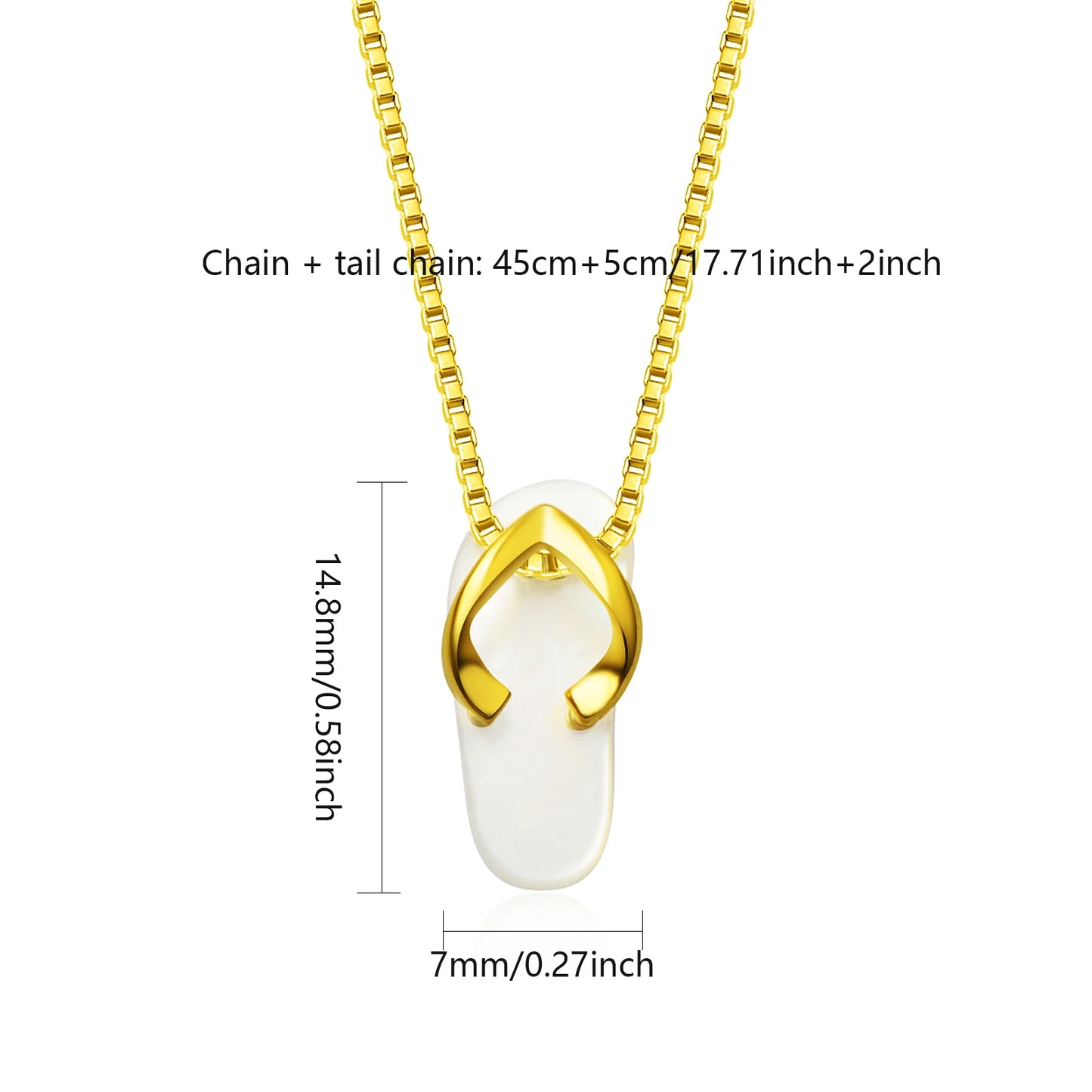 Gold Flip Flop Pendant | Shell Accent Fashion Necklace