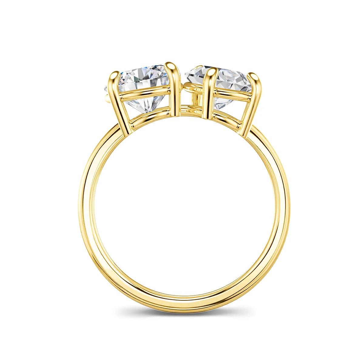 Gioiellieri Elegant 14K Gold Moissanite Diamond Ring Pass Diamond Tester Pear Heart Cut with Two Stones Unique Design for Women