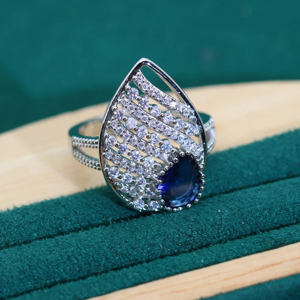 XOTICA New Arrival 925 Silver Jewelry Sets for Women Wedding Blue Zircon Bracelet Earrings Necklace Pendant Open Ring Parties Sapphire
