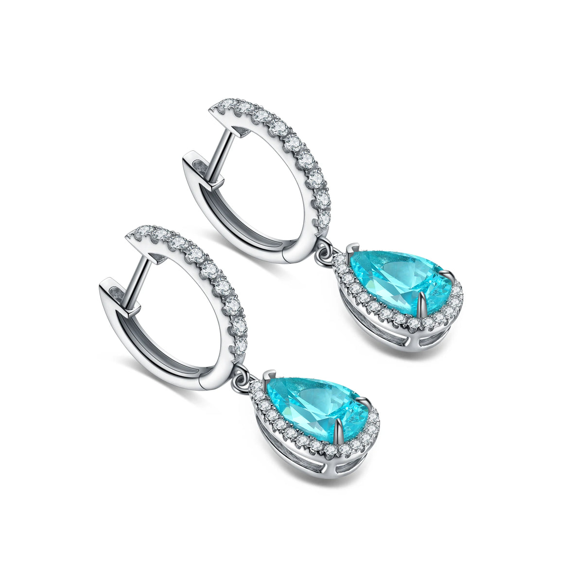 Gemfiori China Factory New Design PearStyle Colored Gemstone Cultivated Paraba Earrings