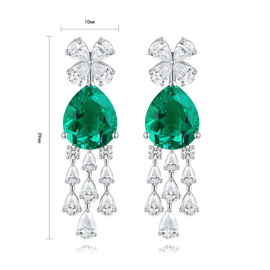 Gemfiori Anster High Quality S925 Lab Grown Emerald Earring Stud Dainty Gemstone Stud Earrings for Women Daily Wear Gift