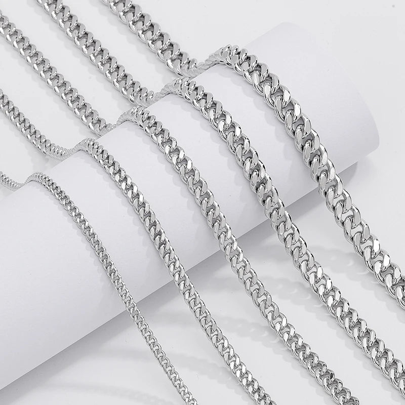 S&S 925 Sterling Silver Diamond Cut Cuban Chain Necklace | 10 Widths × 5 Lengths