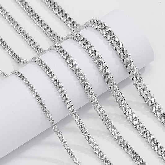 S&S 925 Sterling Silver Diamond Cut Cuban Chain Necklace | 10 Widths × 5 Lengths