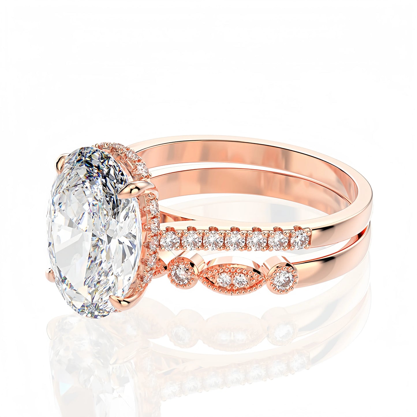 MUSHAN Jewelry Factory Oval Cut High Carbon Diamond 925 Sterling Silver Stackable Rings Engagement Wedding Bands Fine Ring Set