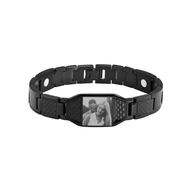 Wholesale Therapy Energy Cuff Men Germanium Magnetic Bracelet Japanese Bio Stainless Steel Health for Man Hologram Bracelets