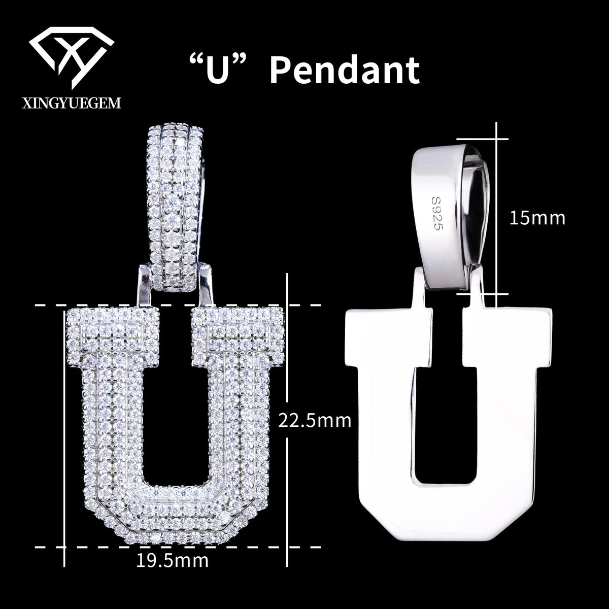 ArtistA Custom Hip Hop Fine Jewelry 925 Sterling Silver White Gold Plated GRA Certified Brilliant Cut Moissanite Pendant