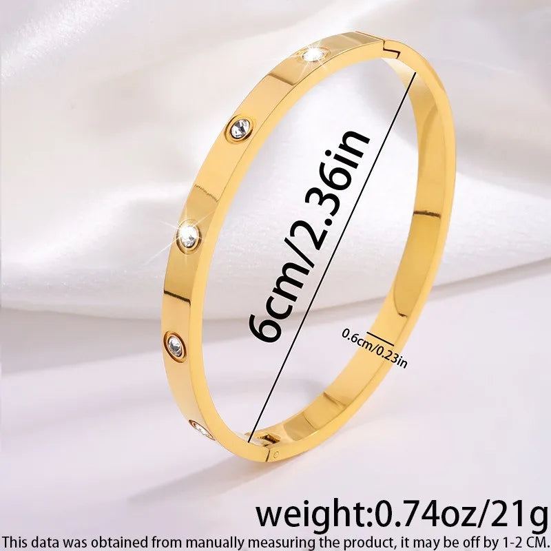 REBEL Stainless Inoxydable Stainless Steel 18K Gold Plated Roman Women Fashion Jewelry Bracelets Bangles