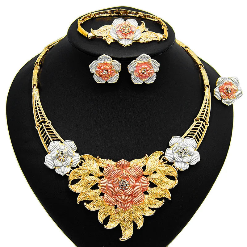 Zhuerrui Mother's Love I Love You Hug and Kiss Jewelry Sets Germany Fashion Plated Gold Xoxo Stainless Steel Jewelry Set