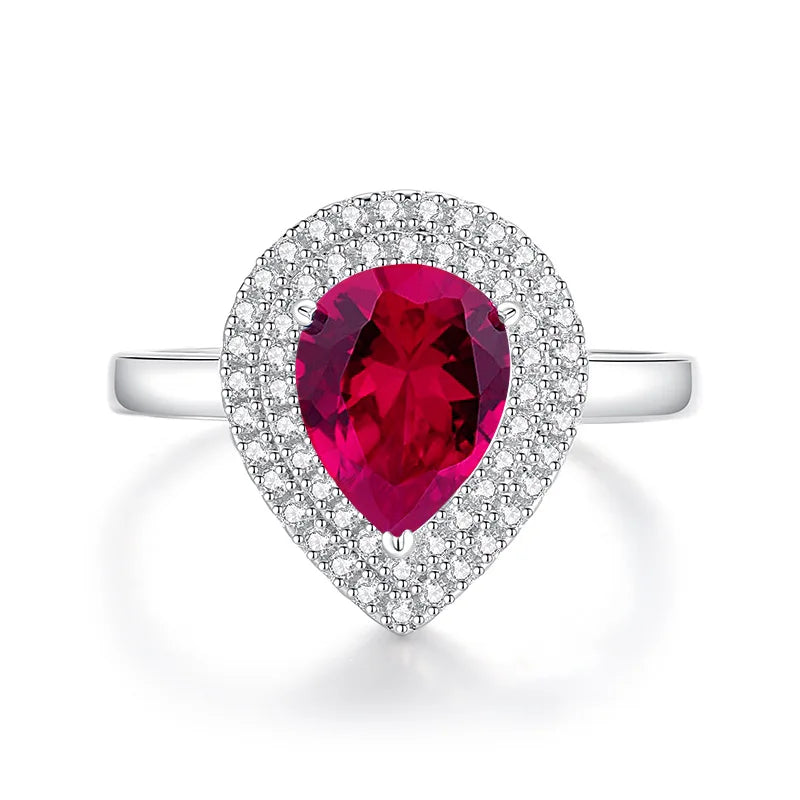 Wholesale Custom 925 Sterling Silver Ruby Rings Women Anniversary Wedding Red 5A 8A Zirconia Rings Jewelry Supplier Manufacturer