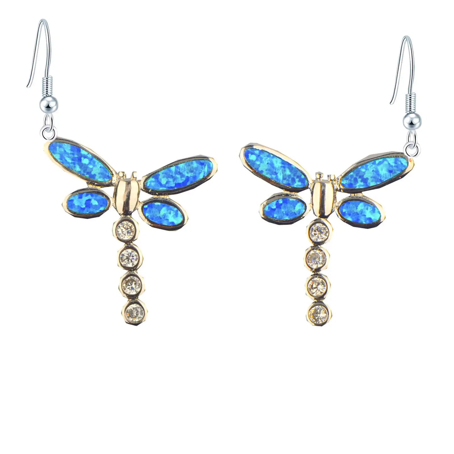 Dainty Dragonfly Opal Earrings  Ins TikTok Trendy Cute Gem Studs for Girls Fashion Jewelry Bulk