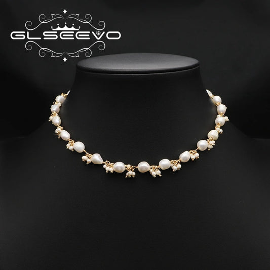 Natural Freshwater Pearl Baroque Short Necklace Luxury Gold Plated Charm Necklace Wedding Gifts for Brides Fine Jewelry