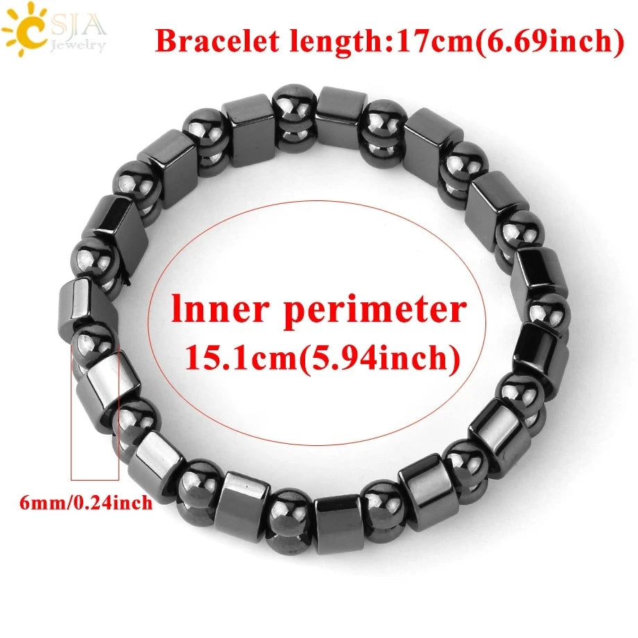 CSJA Hot Selling Magnetic Hematite Bead Bracelets Natural Stone Healing Energy Healthy Bracelet for Men
