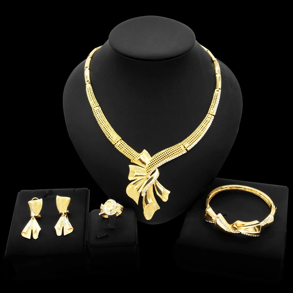 Zhuerrui Luxury Italian Ladies Butterfly Jewelry Set Brass Brazilian Gold Necklace Jewelry Nigerian Ladies Jewelry SetHN21040814
