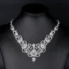 LUOTEEMI Luxury Design Multi Cubic Zircon White Rhodium Gold Plated Big Clear CZ Indian Bridal Jewelry Set