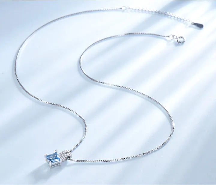 S&S Nano Sky Blue Topaz 925 Silver Jewellery Set | Ring, Pendant Necklace & Stud Earrings | S&S Collection