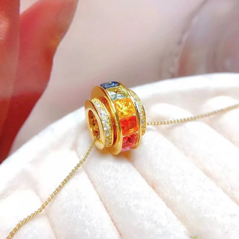 Gioiellieri New Design Rose Gold Plated Natural Fancy Colored Sapphire Fashion 925 Sterling Silver Fine Jewelry Engagement Pendant Necklace