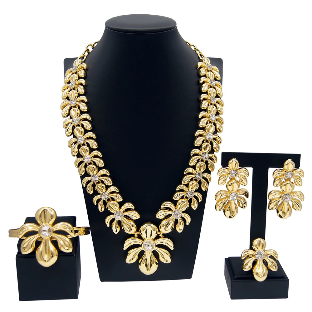 Zhuerrui Pendant Bangle Earrings Ring Chain Jewelry Set Italian Bridal Jewelry Set Women's Necklace Jewelry Set H00485