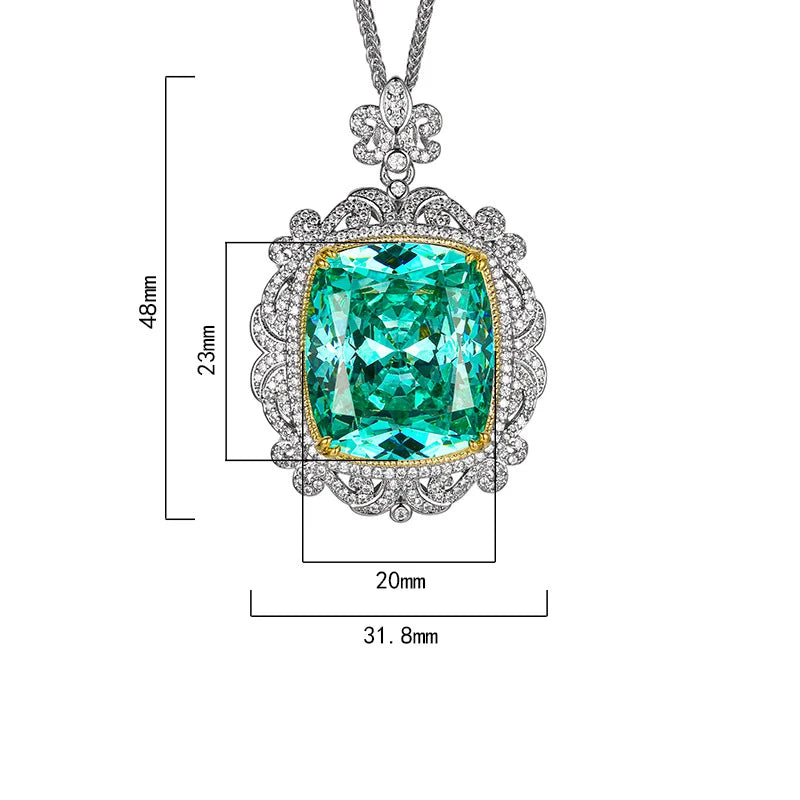 S&S Palace Retro Emerald Zircon Crystal square Jewelry Necklace Classic Brass Fashion Banquet Clothing Accessories