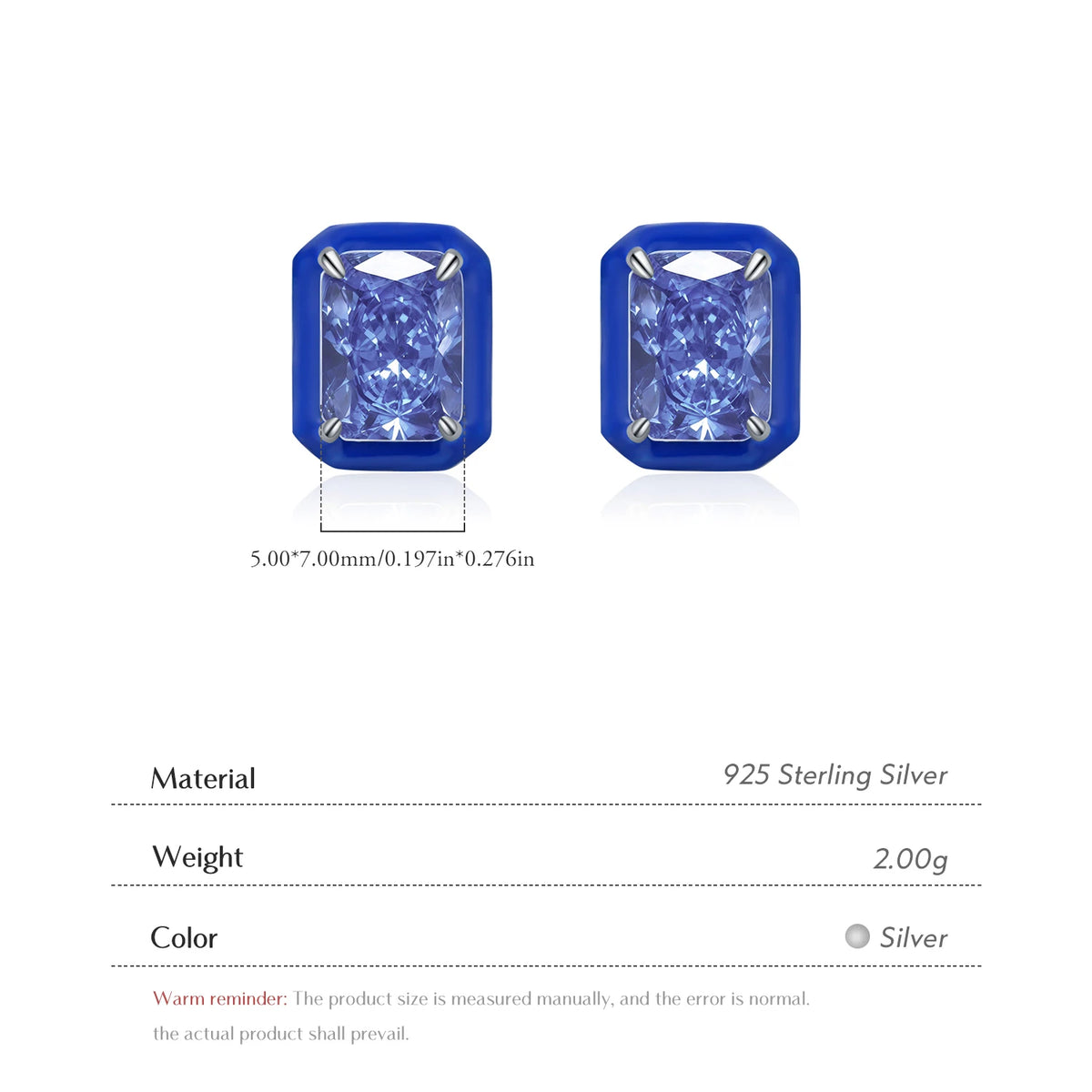 Multicolor Enamel Earrings 925 Sterling Silver Luxury Heart Oval Crushed Ice Cut CZ Stud Earrings for Women Fine Jewelry