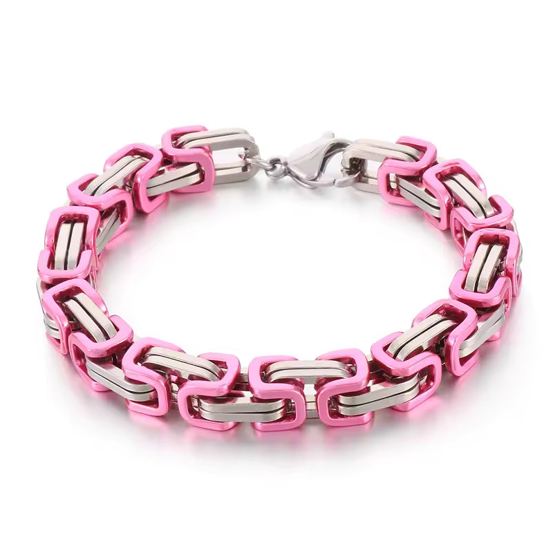 NLB01SPECIAL193 Unisex 6 multi Colors Stainless Steel Byzantine Links Bracelets for £39/-