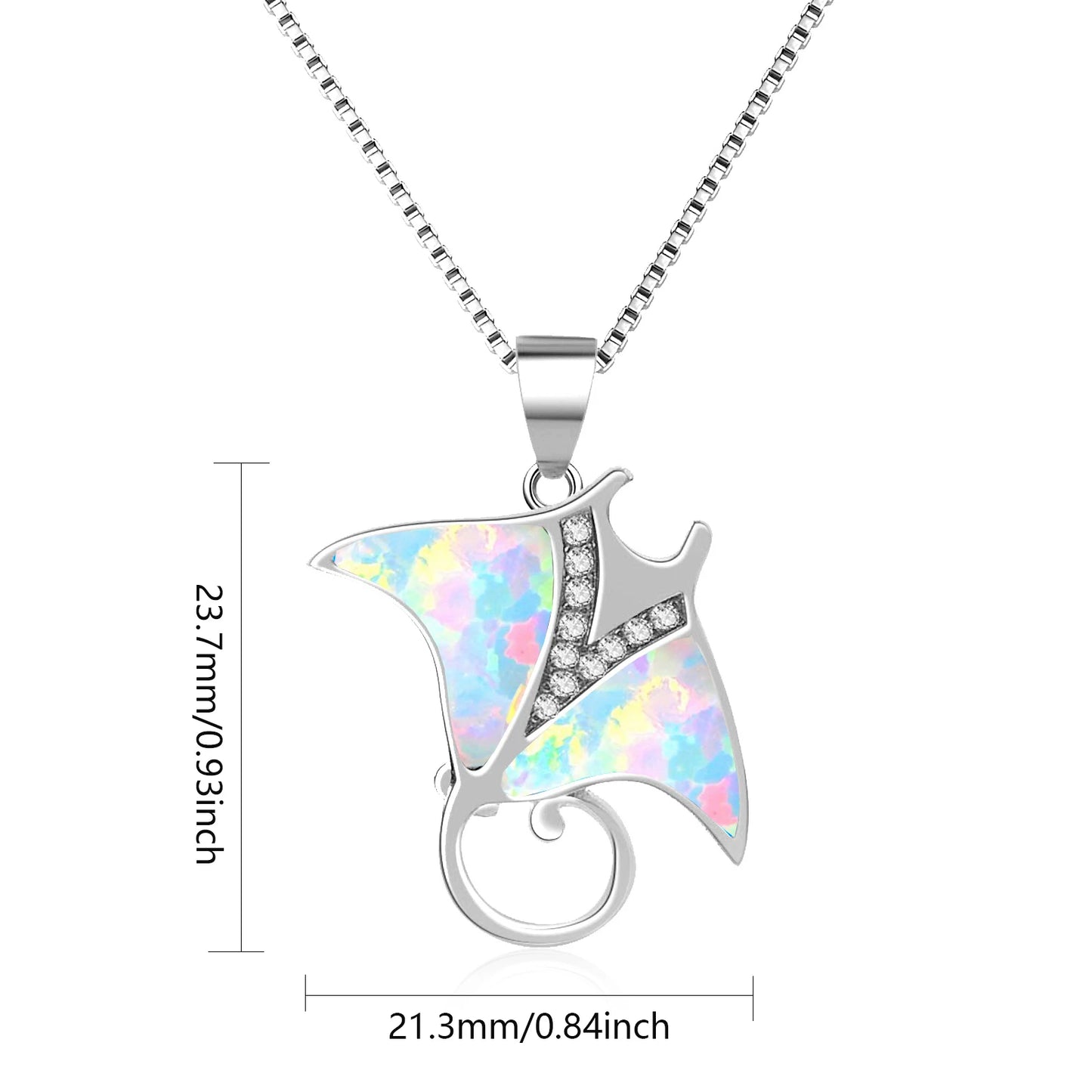 Marine Animal Pendant Necklace Aobao Opal Inlaid Crystal Accent Fashion Jewelry