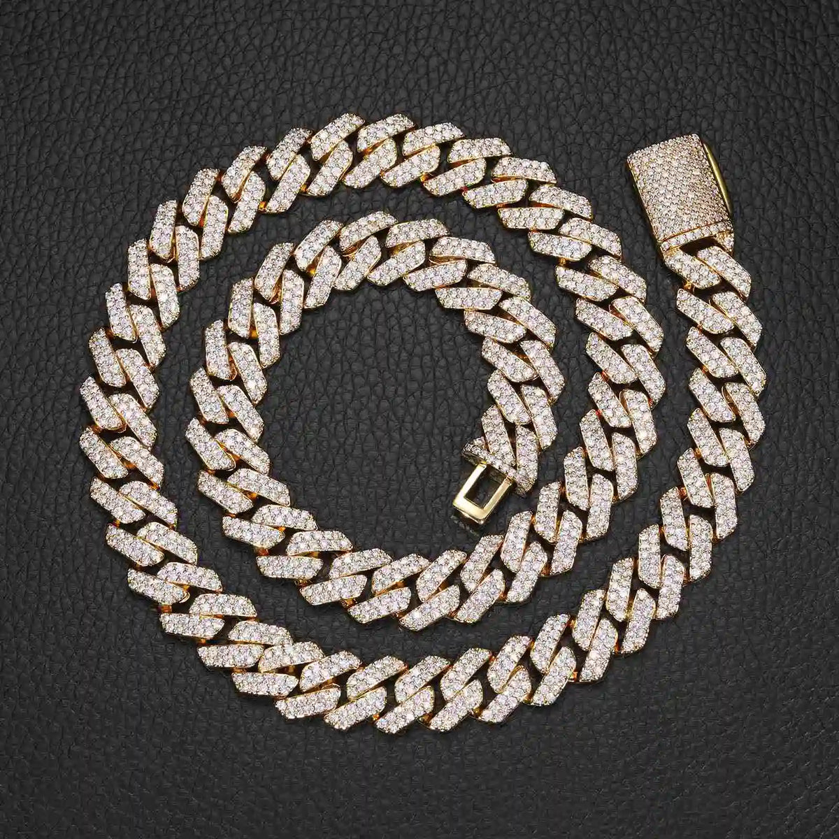 Fashion Mens Hip Hop Jewelry Gift Wholesale 20mm Gold Plated Brass 3 Rows AAAAA CZ Diamond Iced Out Cuban Link Chain Necklace