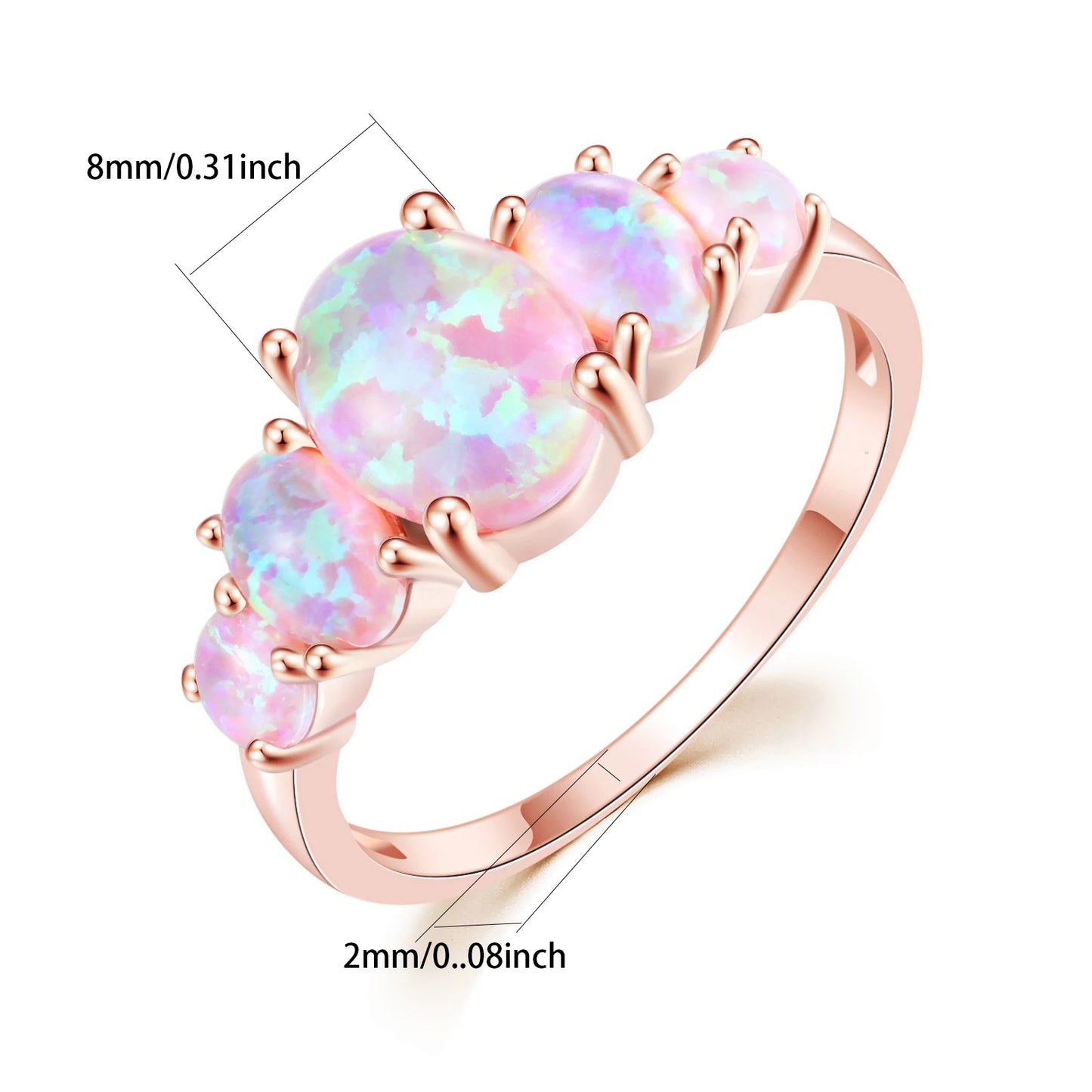 Opal Ring | Zircon-Accented  Band | Luxury Fashion Jewelry for Women Men