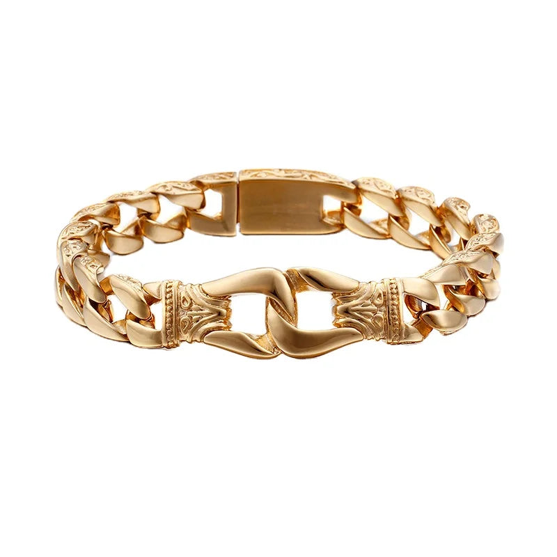 KALEN Fashion Gold Stainless Steel Charm Bracelet Men
