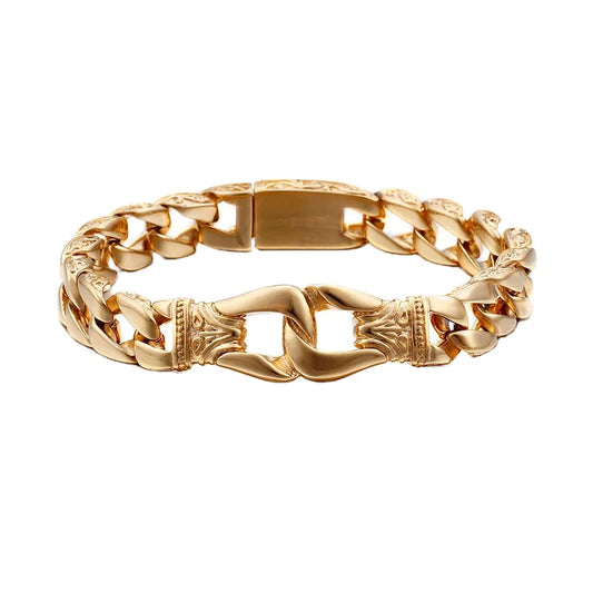 KALEN Fashion Gold Stainless Steel Charm Bracelet Men