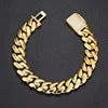 Luxury Miami Cuban Link Chain Bracelet Necklace Brass 14k 18k Gold Plated Zircon Clasp Iced Out 3D Logo Laser Engraving Jewelry