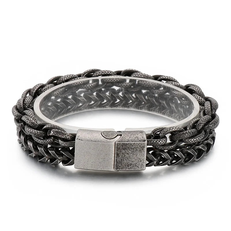 KALEN Stainless Steel Hand Chain Bracelet Retro Chains Bracelets Link Bangle