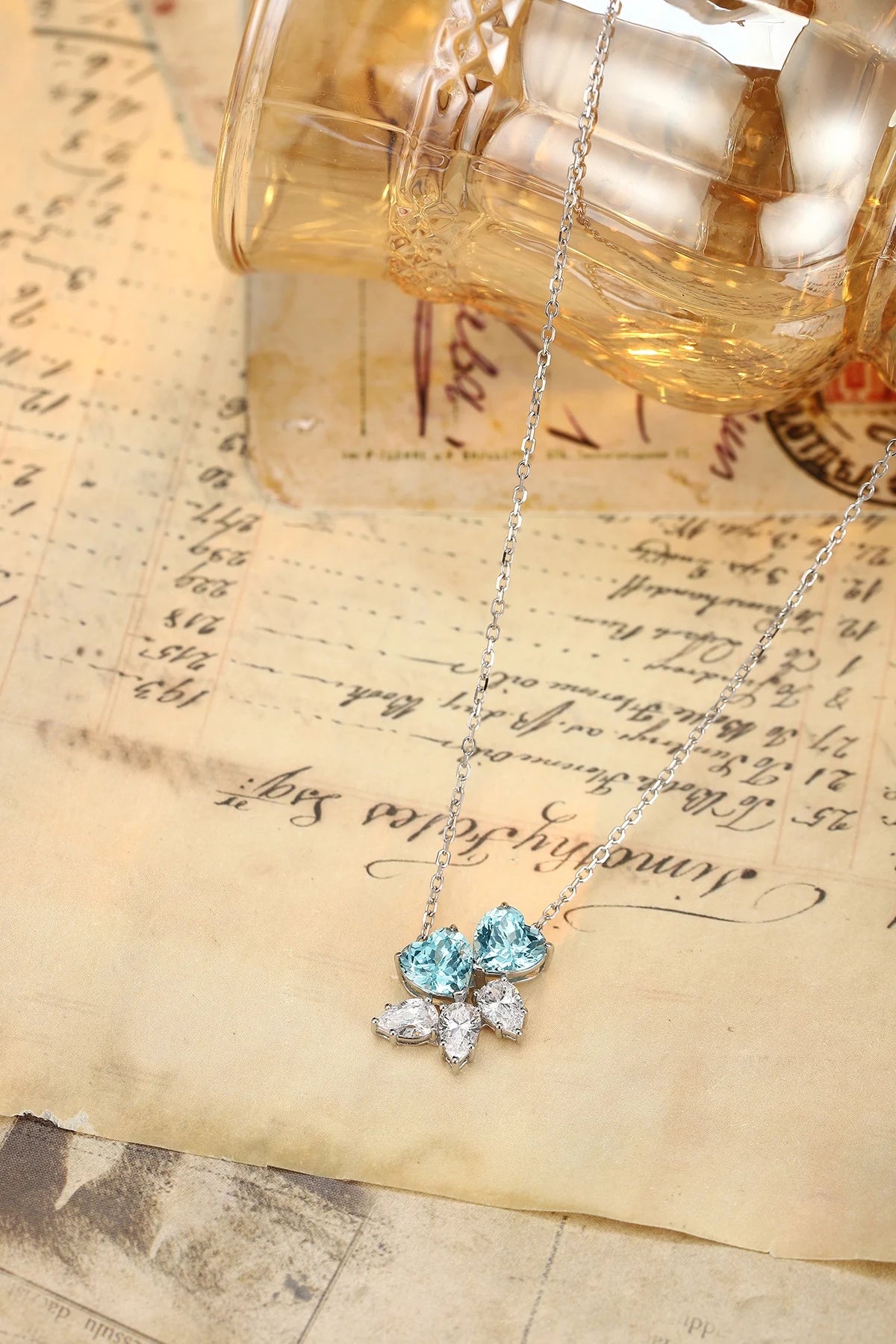 Gemfiori Anster 925 Sterling Silver High-quality Cultivation Lab Grown Paraiba Necklace - Suitable for Parties or As a Gift