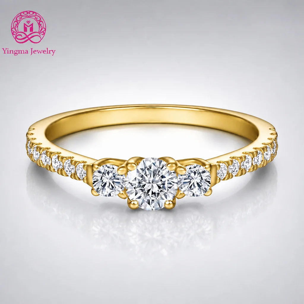 Gioiellieri Timeless Round Brilliant Cut 4mm DEF Color VVS Lab Grown Diamond Ring 9K 10K 14K 18K Solid Gold PT950 Women Wedding Jewelry