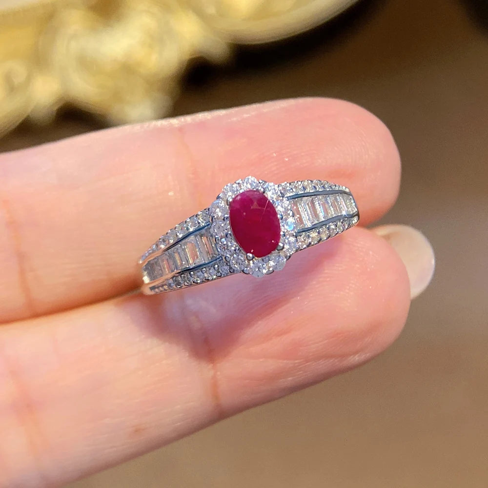 Gioiellieri Natural Ruby 925 Sterling Silver Ring Fashion Jewelry for Women Low Price Vintage Style Daily Party Gemstone Finger Gift