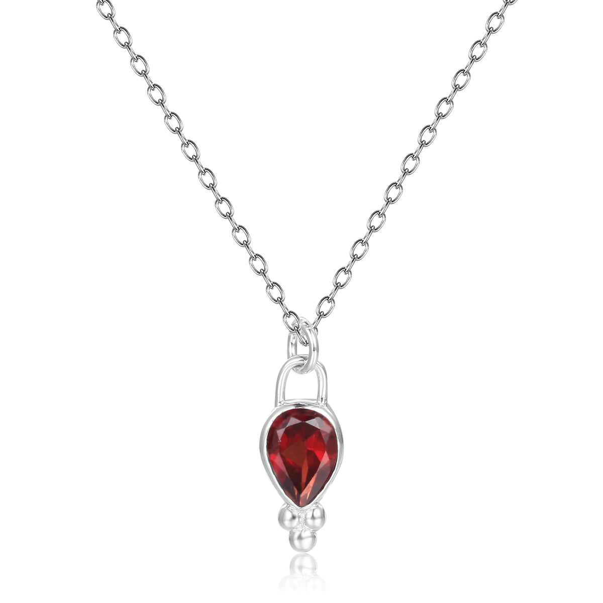 ArtistA OL0875 Abiding Natural Gemstone 925 Sterling Silver Rose Quartz Garnet Pendant Necklace Earring Jewelry Sets for Women Wedding