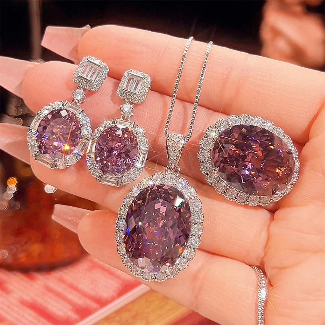 S&S Dried Rose Flower Jewellery Set – Pendant, Ring & Earrings – Platinum Plated – Collection