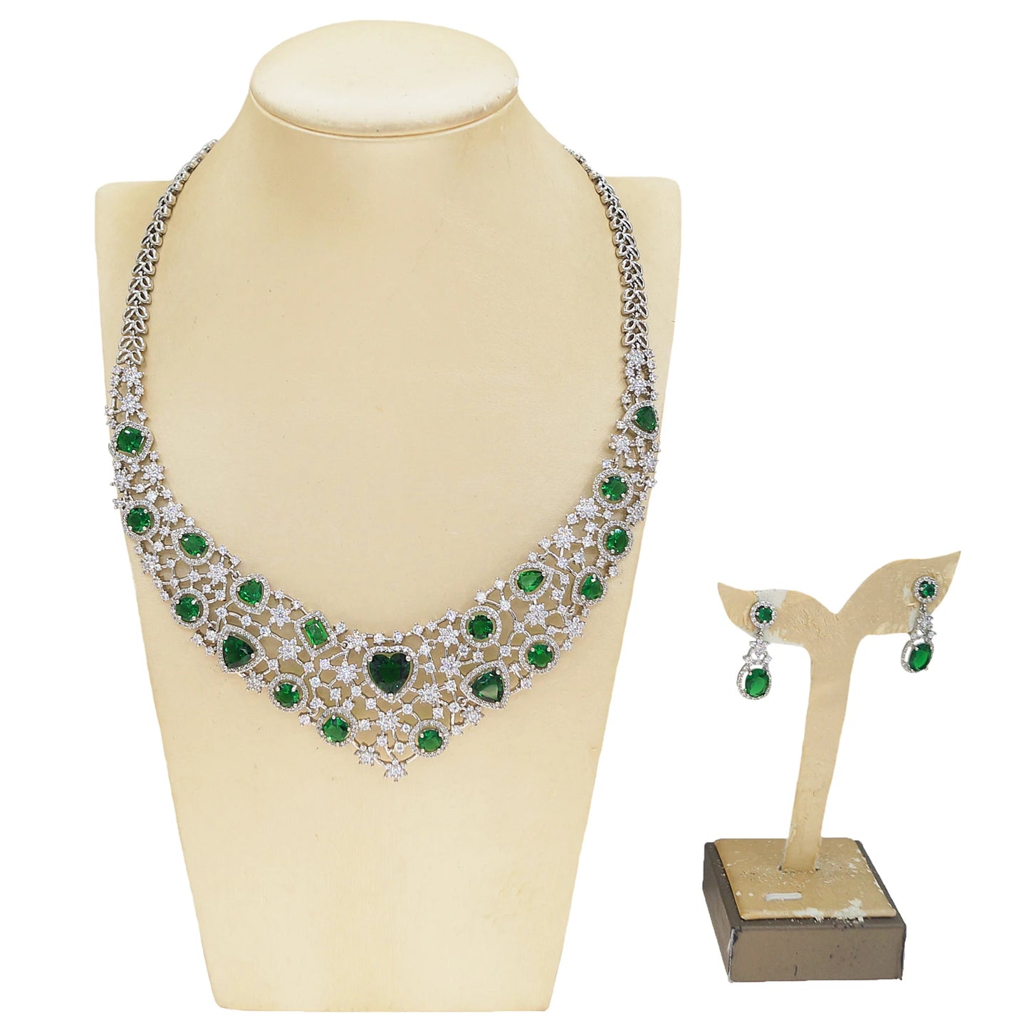 Zhuerrui Dubai Luxury Emerald Jewelry Two Sets of Nigerian Noble Wedding Necklace Earrings Factory Spot Second HairZA23003085