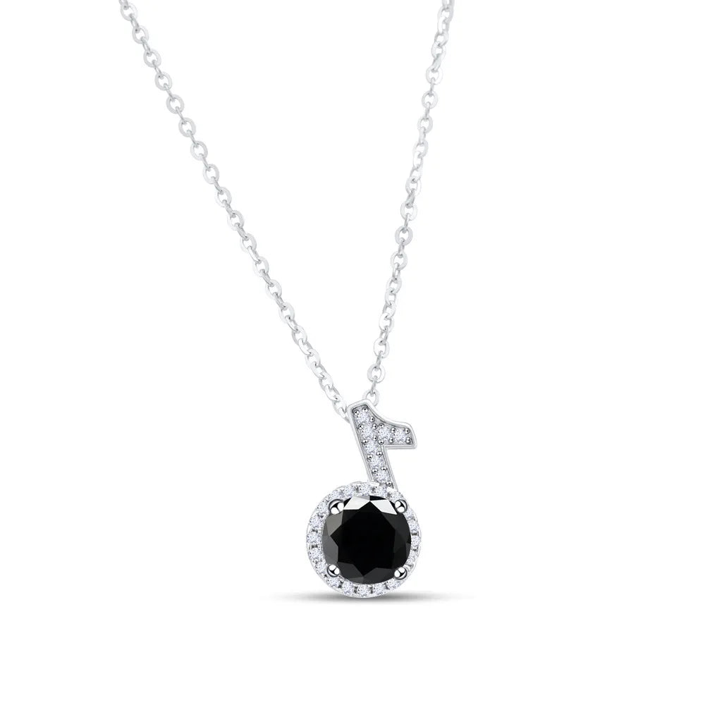 Fine 925 Silver Bezel Set Round Cut 1ct VVS Colored Moissanite Jewelry New Trendy Fashion Layer Musical Note Necklace for Women