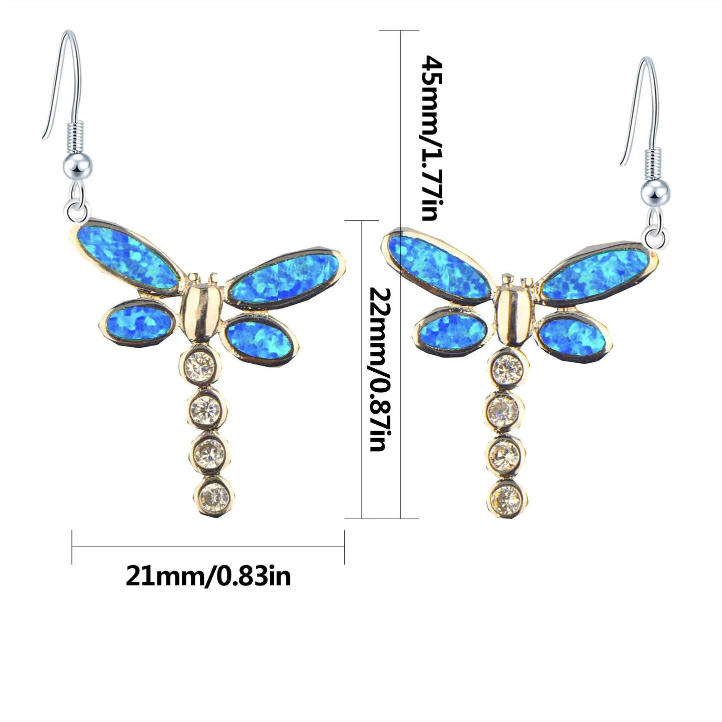 Dainty Dragonfly Opal Earrings  Ins TikTok Trendy Cute Gem Studs for Girls Fashion Jewelry Bulk