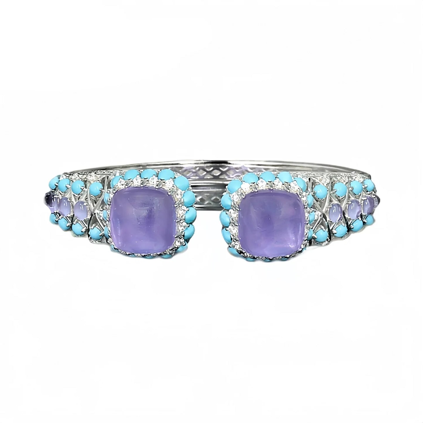 MUSHAN Jewelry Factory s 925 Sterling Silver Cuff Bangles Women High Carbon Diamond Blue Turquoise Amethyst Bangle Bracelets