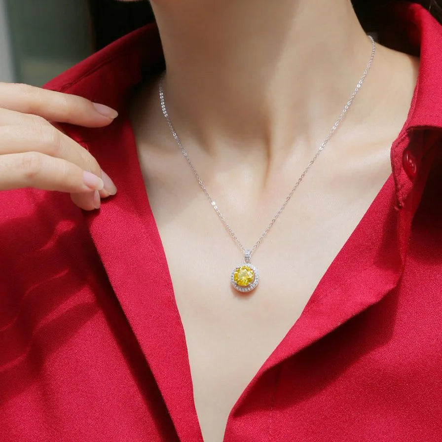 Multi Color Round VVS Moissanite 4Pcs Halo Jewelry Set Adjustable Ring Pendant Necklace Stud Earrings Bracelet S925 Silver Sets