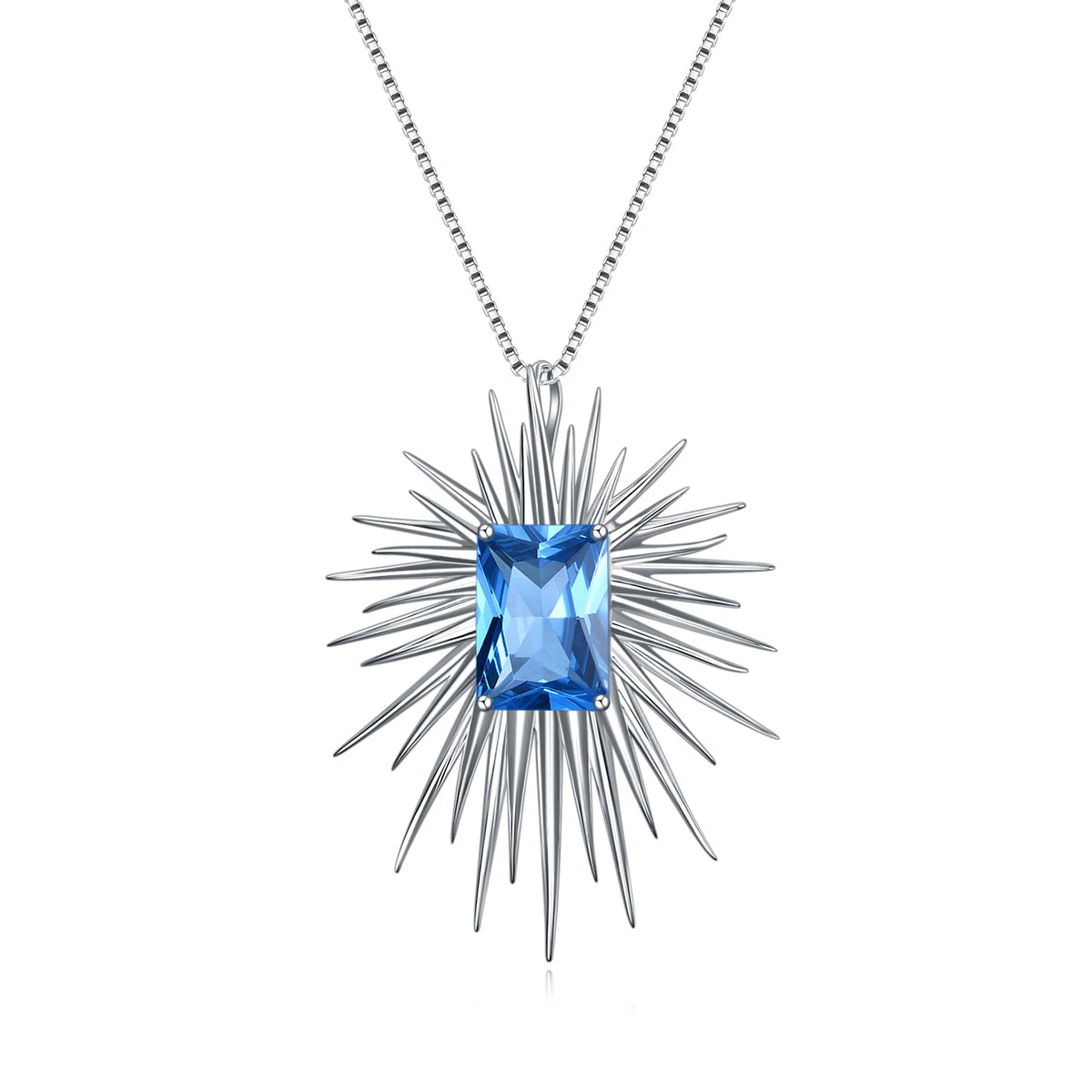 ArtistA Abiding Original Design Geometric Big Size 925 Sterling Silver Lab Blue Spinel Gemstone Star Brooch for Unisex Daily Use