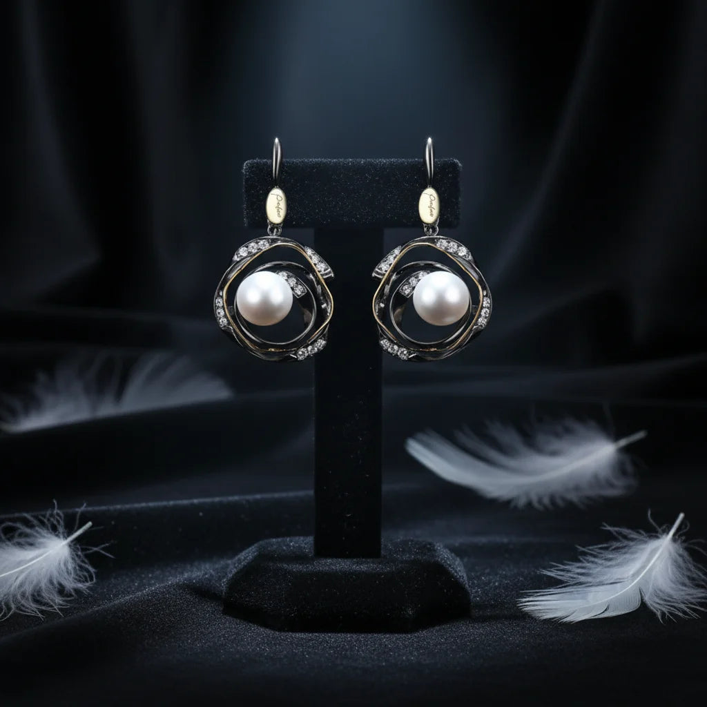 Latest Design Thailand Freshwater Pearl Handmade 925 Sterling Silver Dangle Earrings