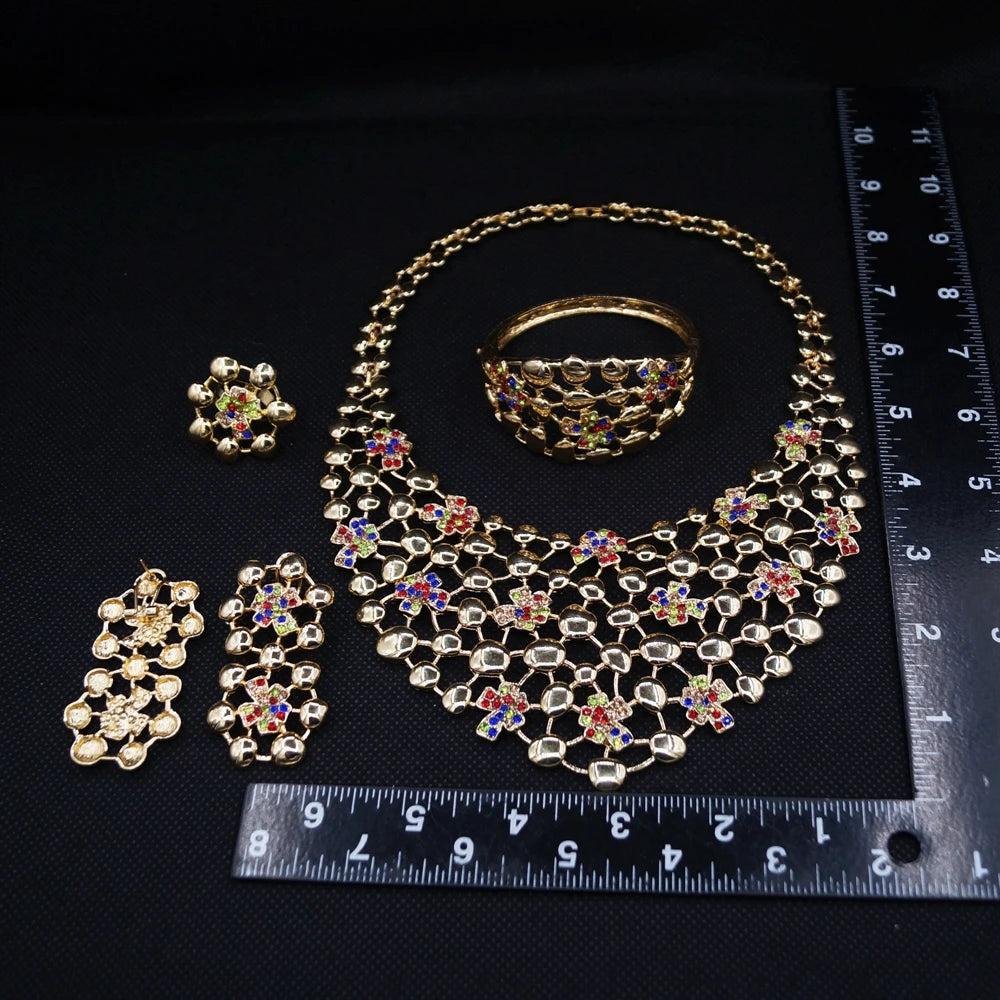Italian Jewelry Set Alloy Brazilian Jewelry Sets Wedding Party Pendant Spiral Necklace Bracelet Ring Earrings Jewelry Set I0122