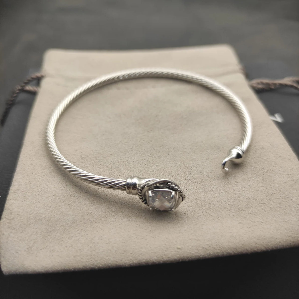 FASHIONISTA DY High-Quality Silver-Plated 3mm Square-Cut Diamond Bracelet, Colored Diamond Bracelet, Jewelry