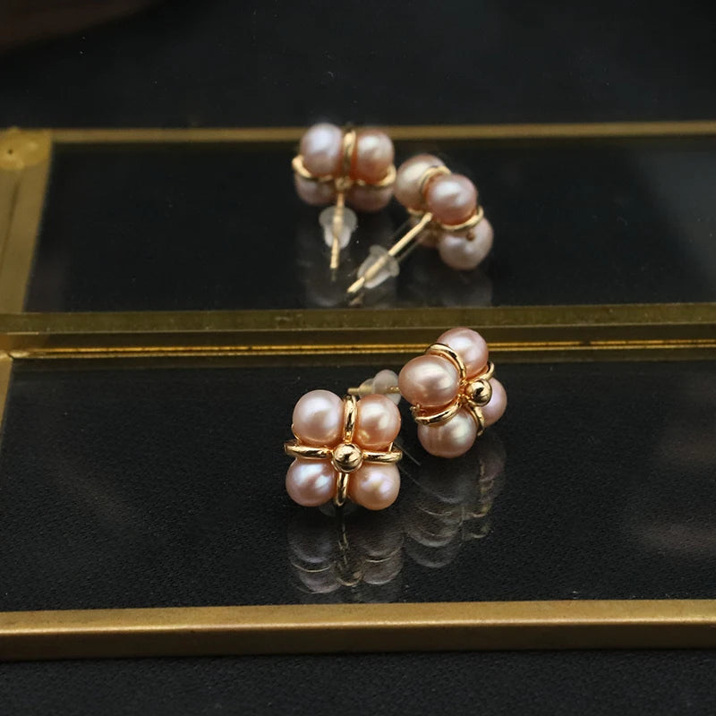 New Jewelry Yiwu Wholesale Gold Plated Natural Pearl Earings Jewelry Women Korean Wholesale Bulk 18K Gold Plated Jewelry