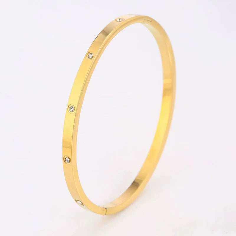REBEL Stainless Inoxydable Stainless Steel 18K Gold Plated Roman Women Fashion Jewelry Bracelets Bangles